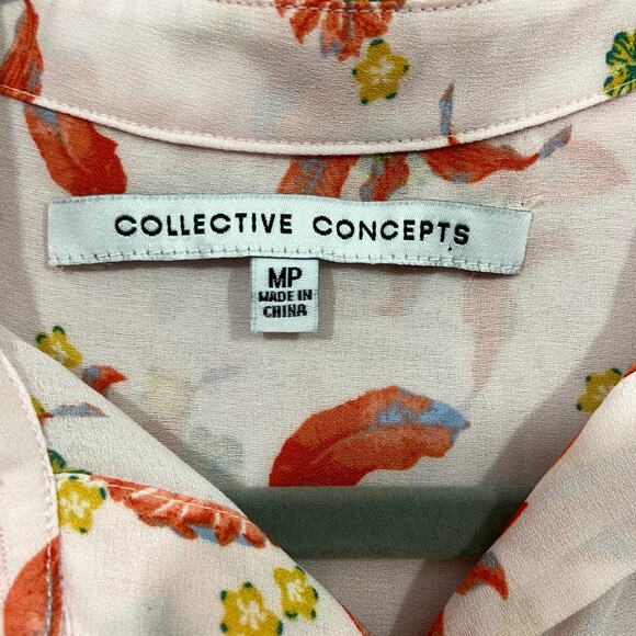 Collective Concept Stitch Fix Floral Button Up Blouse Medium Petite - Picture 6 of 8